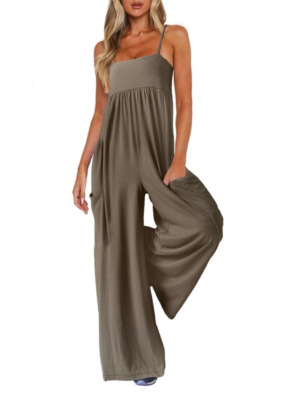 One Piece Jumpsuits for Women Spaghetti Strap Overalls Wide Leg Rompers with